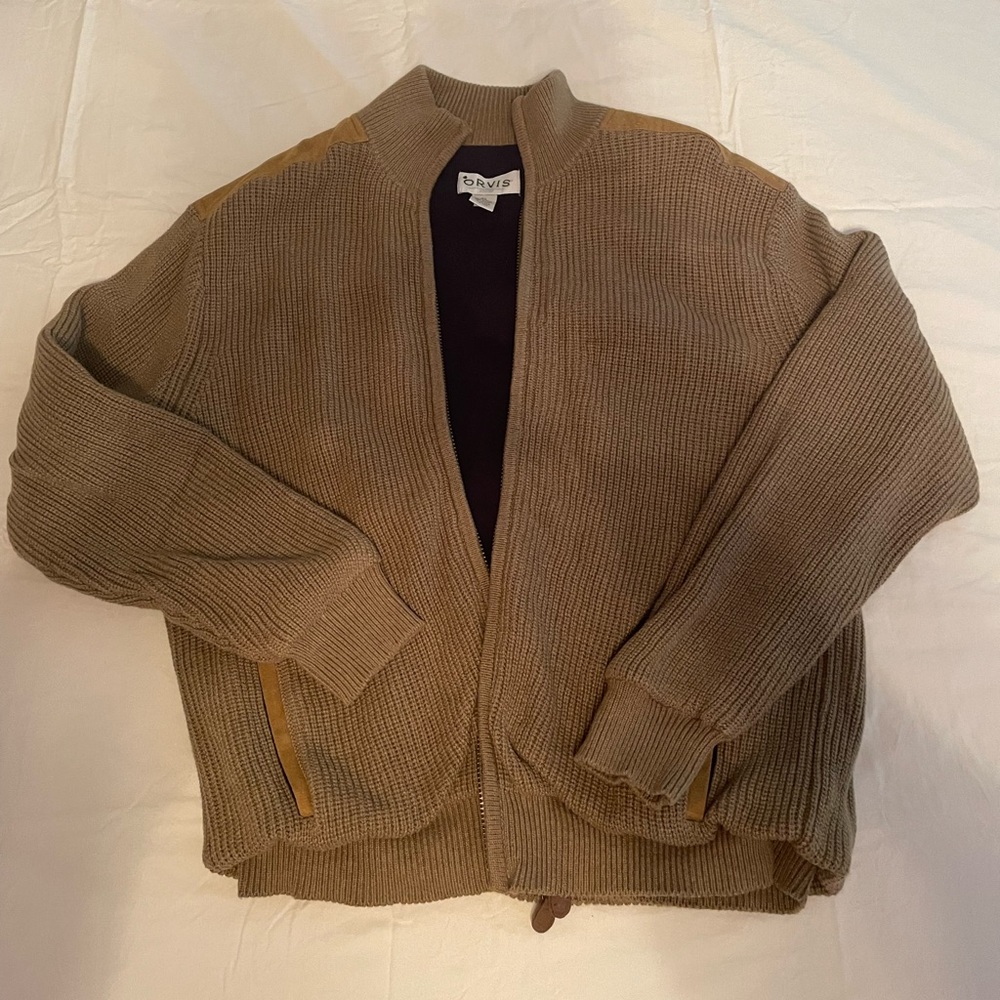 Orvis fleece lined zip up sweater